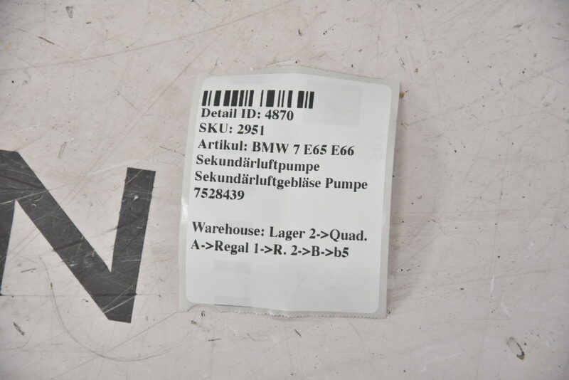BMW 7 E65 E66 Sekundärluftpumpe Sekundärluftgebläse Pumpe 7528439 Bild 6