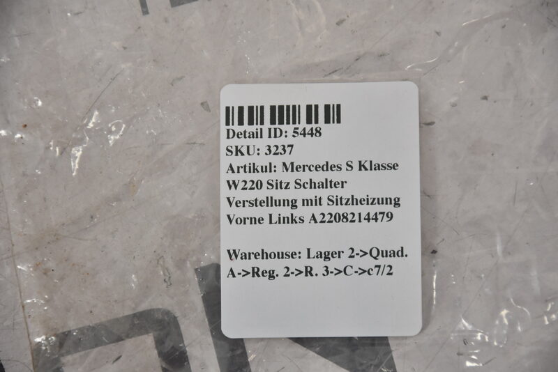 Mercedes S W220 Sitz Schalter Verstellung mit Sitzheizung Links A2208214479 Bild 5
