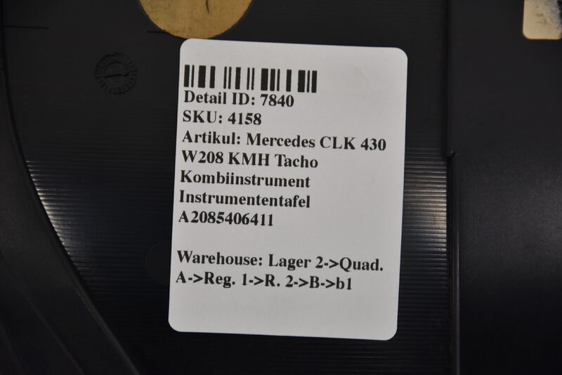 Mercedes CLK 430 W208 KMH Tacho Kombiinstrument Instrumententafel A2085406411 Bild 5