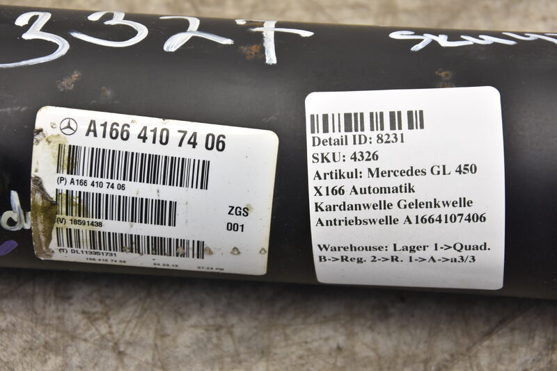 Mercedes GL 450 X166 Automatik Kardanwelle Gelenkwelle Antriebswelle A1664107406 Bild 6