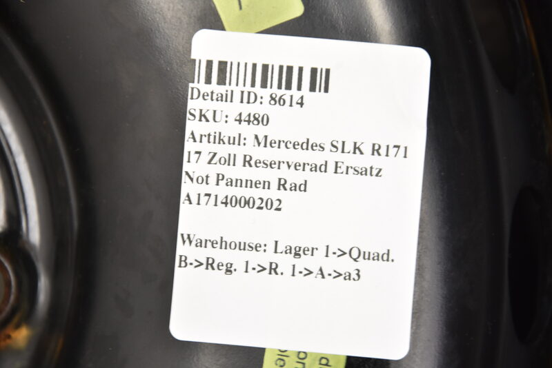 Mercedes SLK R171 17 Zoll Reserverad Ersatz Not Pannen Rad A1714000202 Bild 10