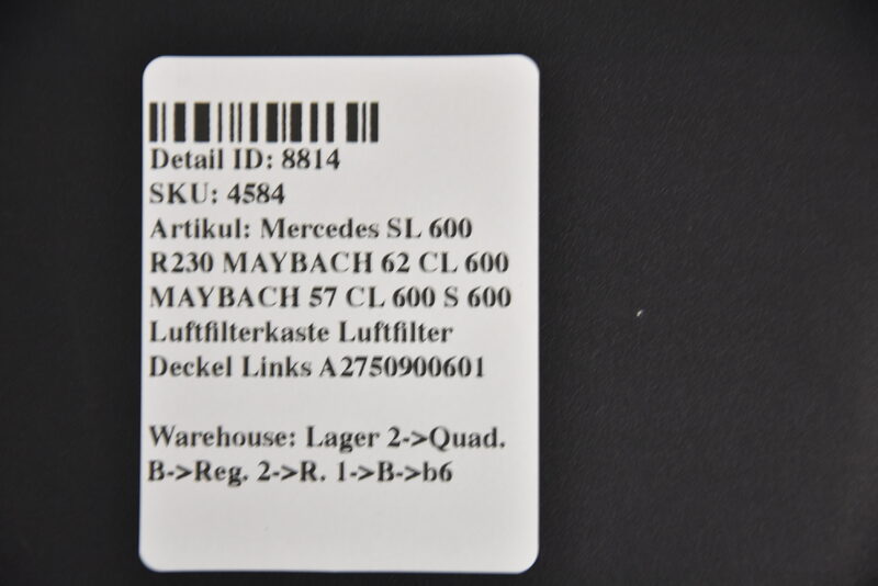 Mercedes CL S600 SL R230 MAYBACH Luftfilter Kasten Deckel Links A2750900601 Bild 7