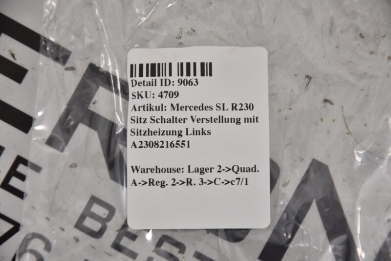 Mercedes SL R230 Sitz Schalter Verstellung mit Sitzheizung Links A2308216551 Bild 4