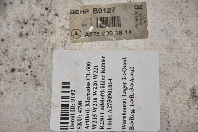 Mercedes CL 600 W215 W216 W220 W221 R230 Ladeluftkühler Kühler Links A2750901814 Bild 7