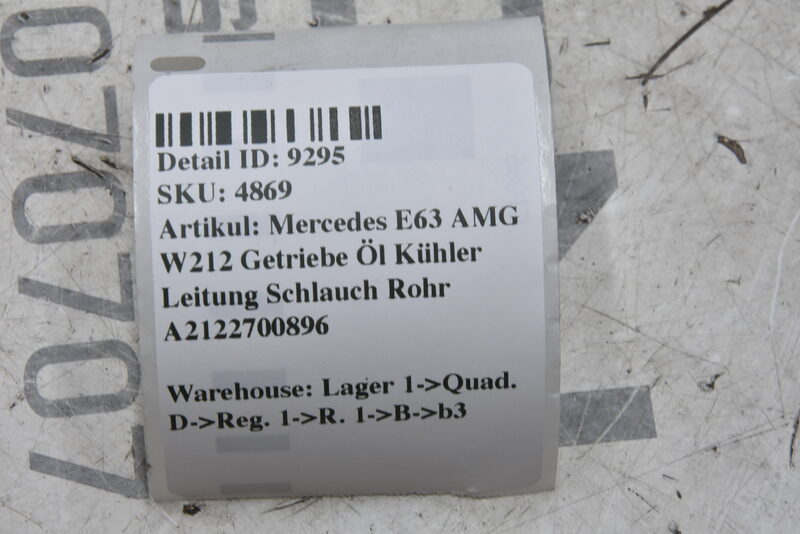 Mercedes E63 AMG W212 Getriebe Öl Kühler Leitung Schlauch Rohr A2122700896 Bild 7