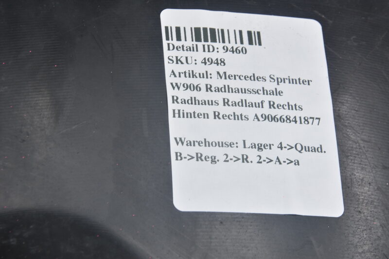 Mercedes Sprinter W906 Radhausschale Radhaus Radlauf Hinten Rechts A9066841877 Bild 7