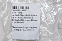 Mercedes E Coupe W207 Klima bedienteil Bedienfeld Regelung Hinten A2078300190 Bild 7