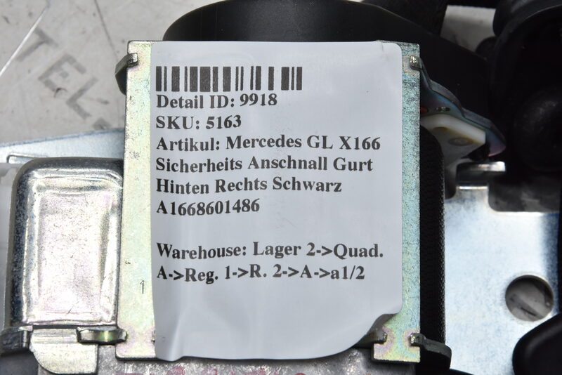 Mercedes GL X166 Sicherheits Anschnall Gurt Hinten Rechts Schwarz A1668601486 Bild 7