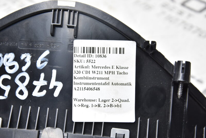 Mercedes E Klasse W211  MPH Tacho Kombiinstrument Instrumententafel A2115406548 Bild 5