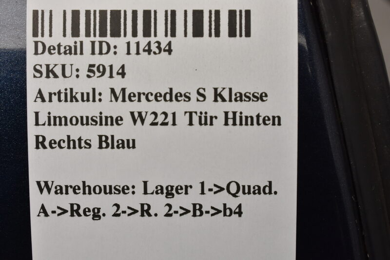 Mercedes S Klasse W221 Tür Hinten Rechts Blau Bild 10