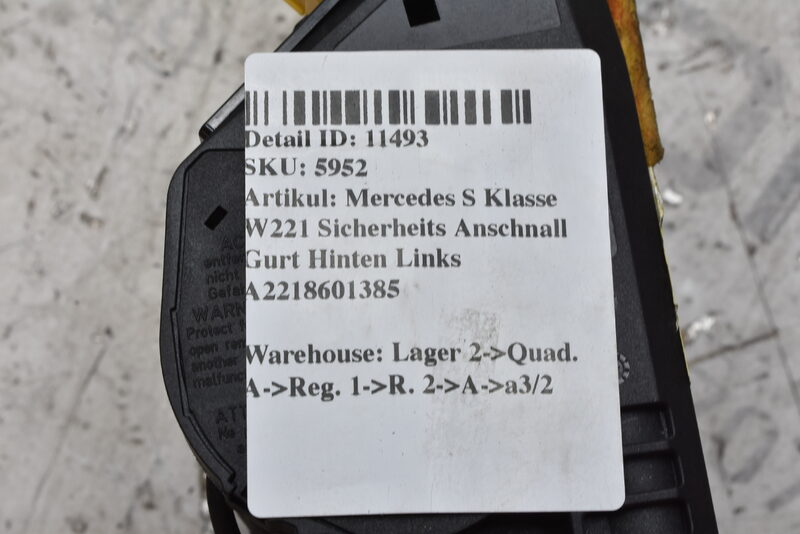 Mercedes S Klasse W221 Sicherheits Anschnall Gurt Hinten Links A2218601385 Bild 7