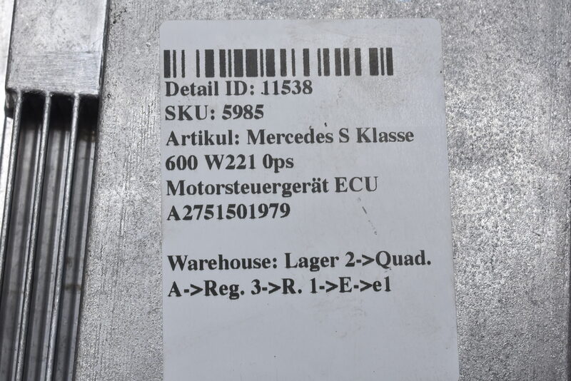 Mercedes S Klasse 600 W221 Motorsteuergerät ECU A2751501979 Bild 5