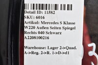 Mercedes S Klasse W220 Außen Seiten Spiegel Rechts 040 Schwarz A2208100216 Bild 6