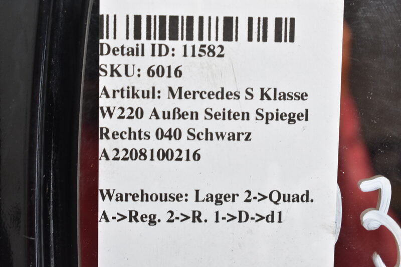 Mercedes S Klasse W220 Außen Seiten Spiegel Rechts 040 Schwarz A2208100216 Bild 6