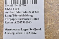 Mercedes S W220 Lang Türverkleidung Türpappe Schwarz Hinten Rechts A2207301063 Bild 6