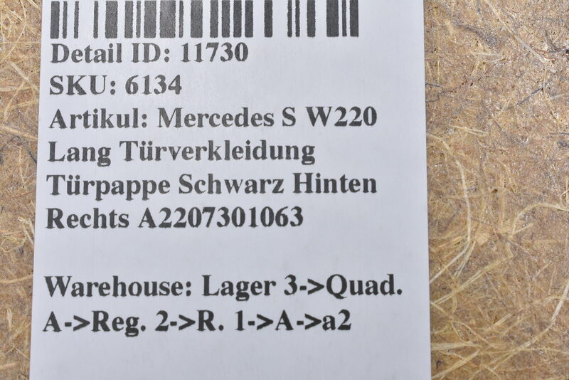 Mercedes S W220 Lang Türverkleidung Türpappe Schwarz Hinten Rechts A2207301063 Bild 6