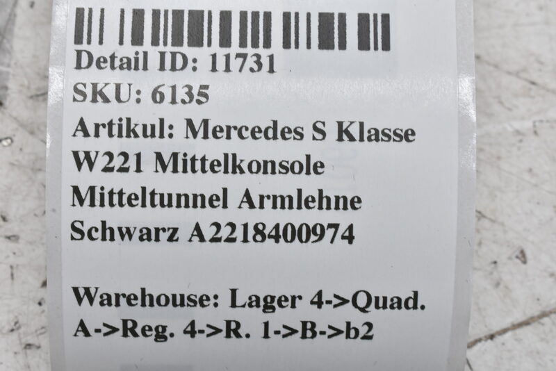 Mercedes S Klasse W221 Mittelkonsole Mitteltunnel Armlehne Schwarz A2218400974 Bild 10