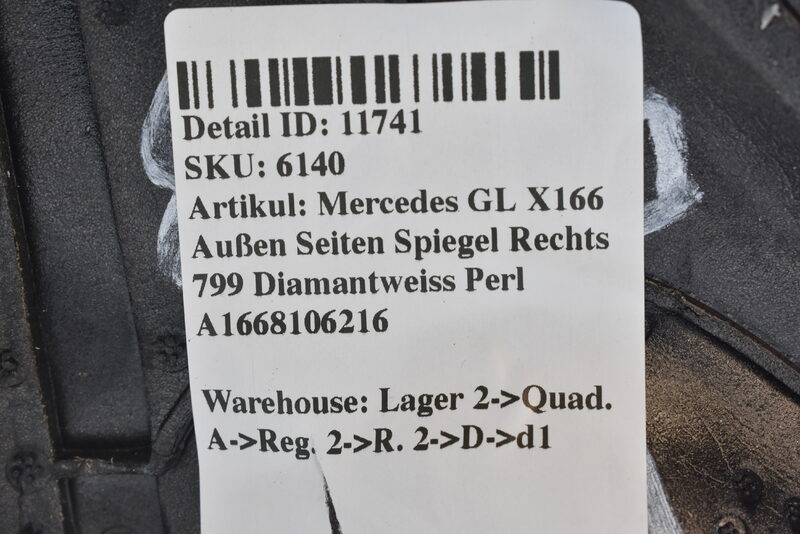 Mercedes GL X166 Außen Seiten Spiegel Rechts 799 Diamantweiss Perl A1668106216 Bild 10