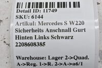 Mercedes S W220 Sicherheits Anschnall Gurt Hinten Links Schwarz 2208608385 Bild 7