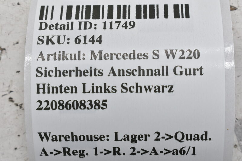 Mercedes S W220 Sicherheits Anschnall Gurt Hinten Links Schwarz 2208608385 Bild 7
