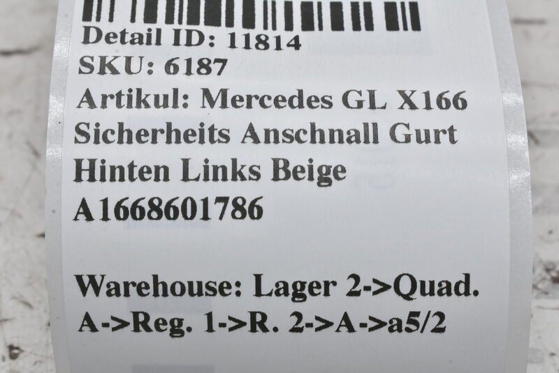 Mercedes GL X166 Sicherheits Anschnall Gurt Hinten Links Beige A1668601786 Bild 10