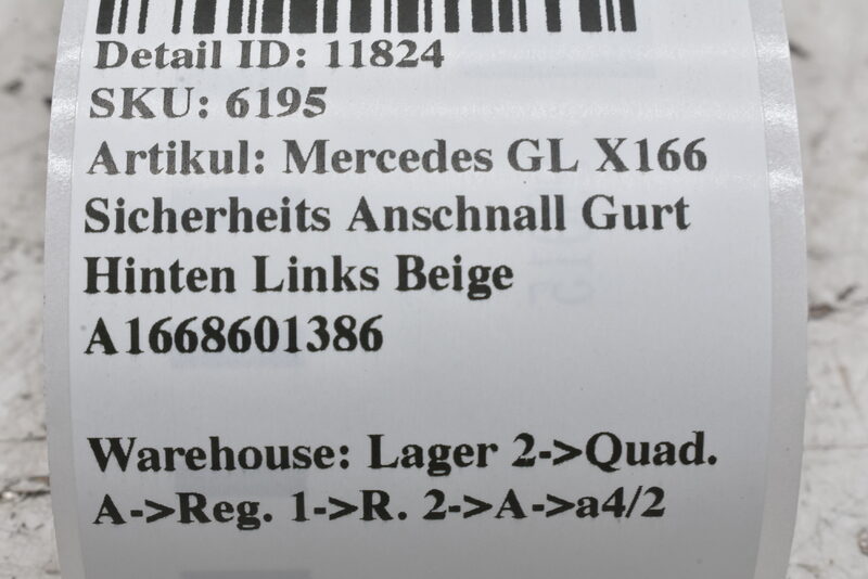 Mercedes GL X166 Sicherheits Anschnall Gurt Hinten Links Beige A1668601386 Bild 9