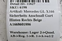 Mercedes GL X166 Sicherheits Anschnall Gurt 3RD Hinten Rechts Beige A1668601886 Bild 5