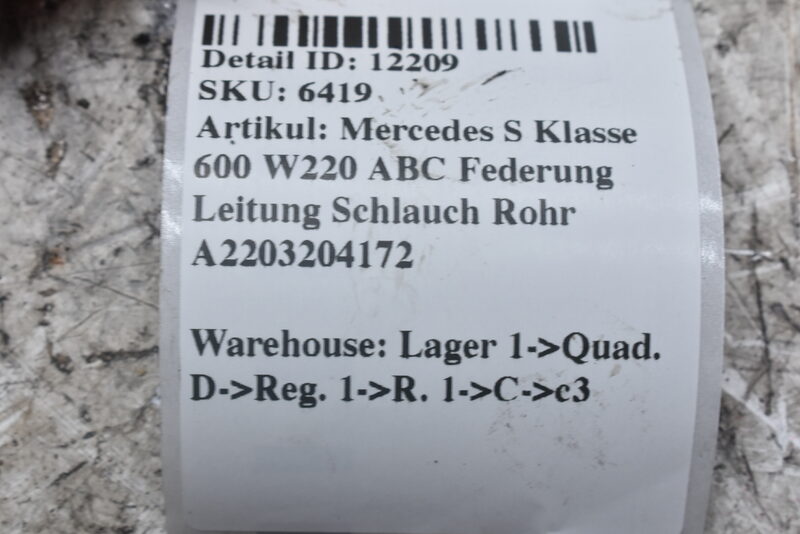 Mercedes S Klasse 600 W220 ABC Federung Leitung Schlauch Rohr A2203204172 Bild 6