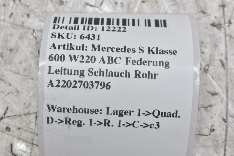 Mercedes S Klasse 600 W220 Ölleitung Getriebe A2202703796 Bild 4