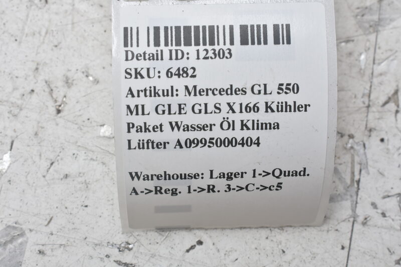 Mercedes GL 500 450 ML GLE GLS X166 Kühler Paket Wasser Klima Lüfter A0995000404 Bild 6