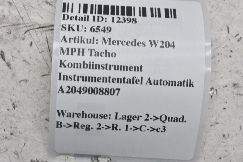 Mercedes W204 MPH Tacho Kombiinstrument Instrumententafel Automatik A2049008807 Bild 10