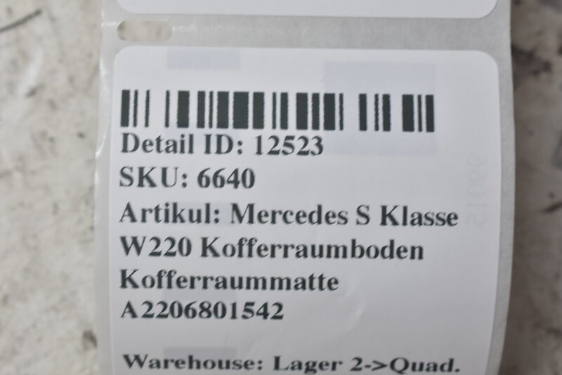Mercedes S Klasse W220 Kofferraumboden Kofferraummatte A2206801542 Bild 9