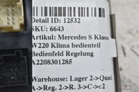 Mercedes S Klasse W220 Klima bedienteil Bedienfeld Regelung A2208301285 Bild 6
