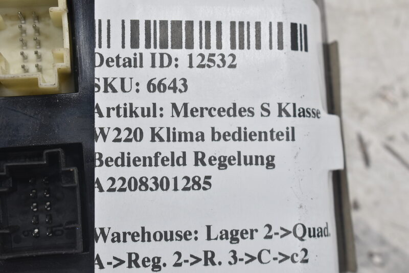 Mercedes S Klasse W220 Klima bedienteil Bedienfeld Regelung A2208301285 Bild 6