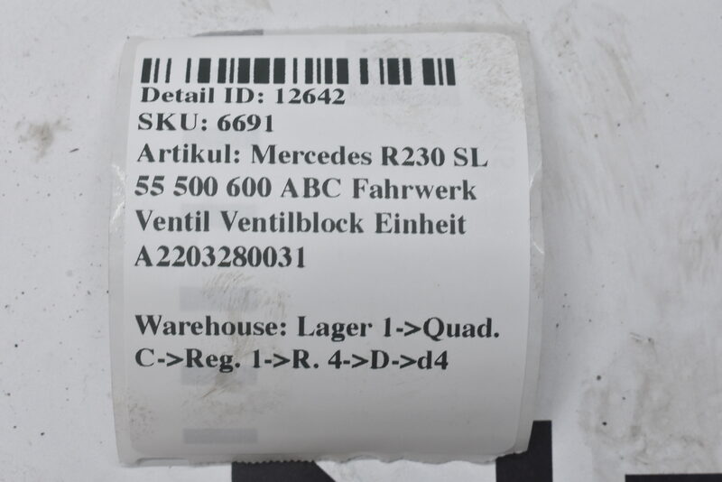 Mercedes R230 SL 55 500 600 ABC Fahrwerk Ventil Ventilblock Einheit A2203280031 Bild 6