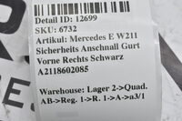 Mercedes E W211 Sicherheits Anschnall Gurt Vorne Rechts Schwarz A2118602085 Bild 6