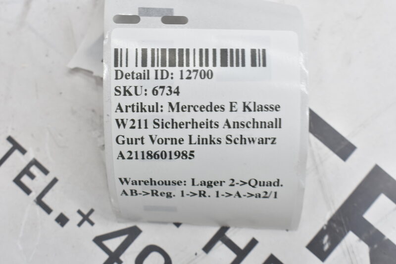 Mercedes E W211 Sicherheits Anschnall Gurt Vorne Links Schwarz A2118601985 Bild 7