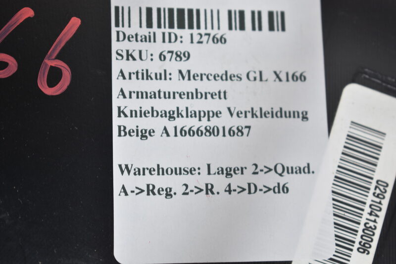 Mercedes GL X166 Armaturenbrett Kniebagklappe Verkleidung Beige A1666801687 Bild 7
