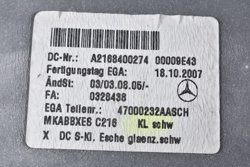 Mercedes CL C216 W216  Mittelkonsole Mitteltunnel Armlehne Schwarz A2168400274 Bild 6
