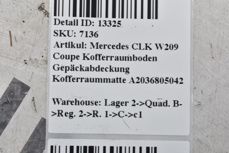 Mercedes CLK W209 Kofferraumboden Gepäckabdeckung Kofferraummatte A2036805042 Bild 6
