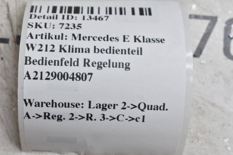 Mercedes E Klasse W212 Klima bedienteil Bedienfeld Regelung  A2129004807 Bild 6