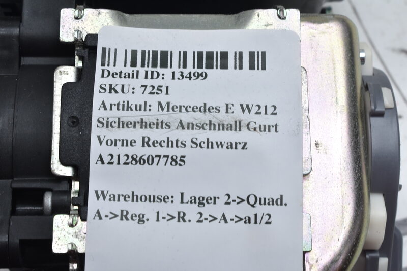 Mercedes E W212 Sicherheits Anschnall Gurt Vorne Rechts Schwarz A2128607785 Bild 6