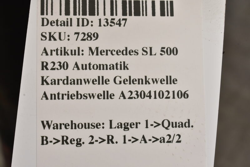 Mercedes SL 500 R230 Automatik Kardanwelle Gelenkwelle Antriebswelle A2304102106 Bild 6