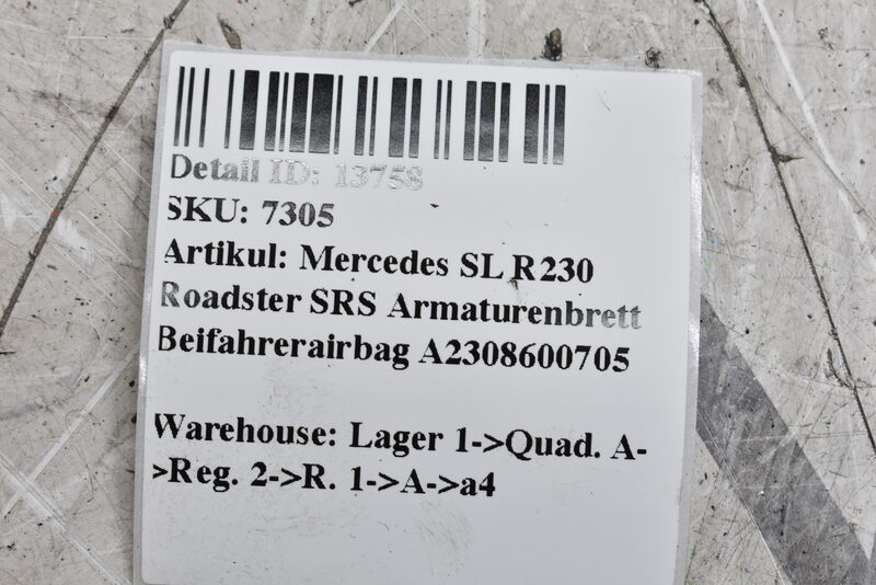 Mercedes SL R230  SRS Armaturenbrett Beifahrer  A2308600705 Bild 4