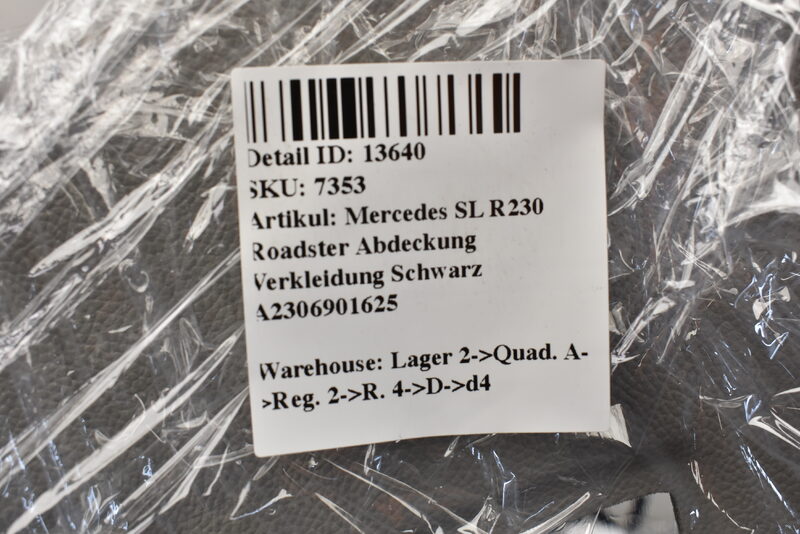 Mercedes SL R230 Roadster Abdeckung Verkleidung  Schwarz A2306901625 Bild 6