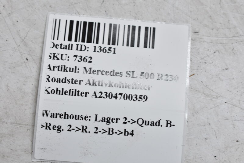 Mercedes SL 500 R230  Roadster Aktivkohlefilter Kohlefilter A2304700359 Bild 6