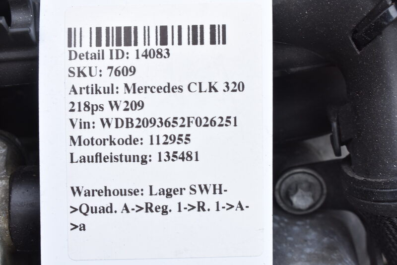 Mercedes CLK E C S 320 218ps W209 W210 W211 W203 W220 W163 112955 Motor Engine Bild 6