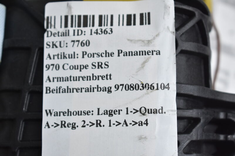 Porsche Panamera 970 SRS Armaturenbrett Beifahrerairbag 97080306104 Bild 6