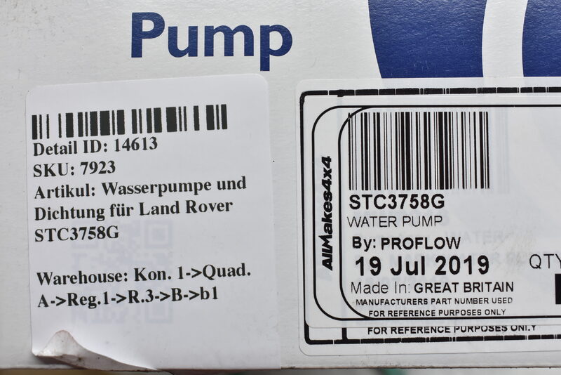 Wasserpumpe und Dichtung für Land Rover STC3758G Bild 4