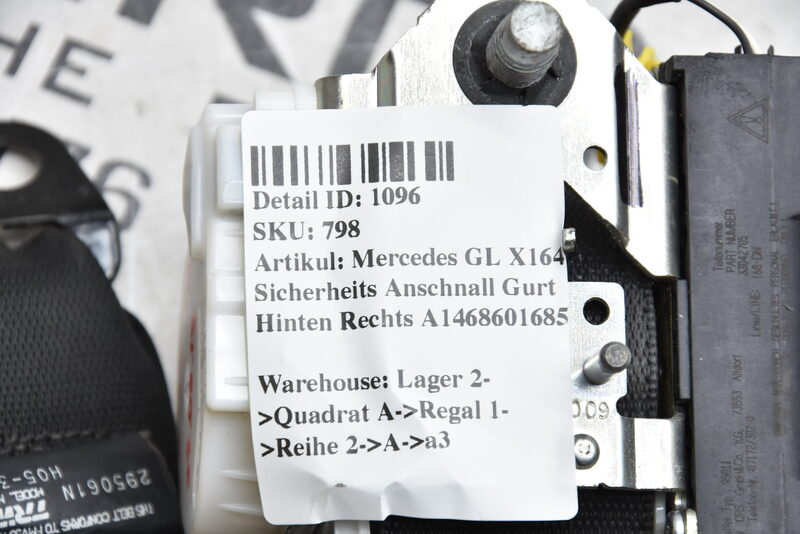 Mercedes GL X164    Sicherheits Anschnall Gurt Hinten Rechts A1648601685 Bild 3